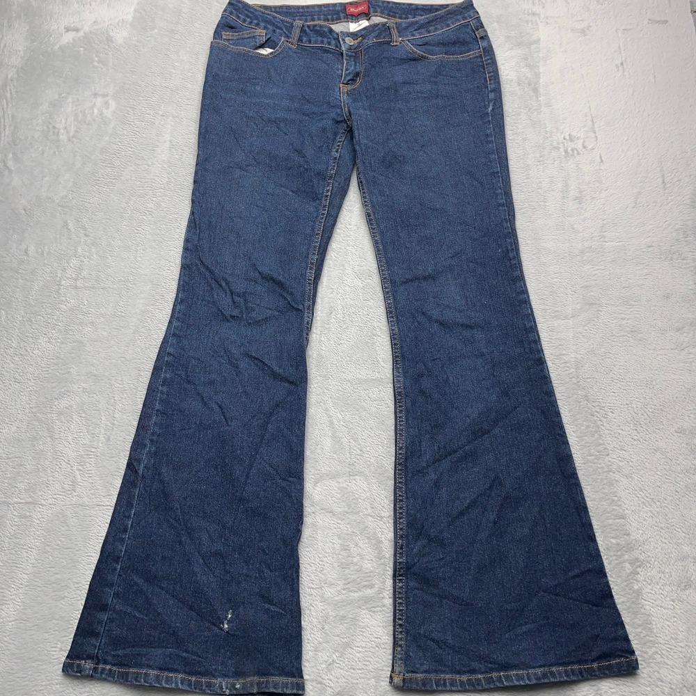 VTG Dickies Low Rise Flared Jeans Womens 13 Blue Denim Cotton Stretch Distressed